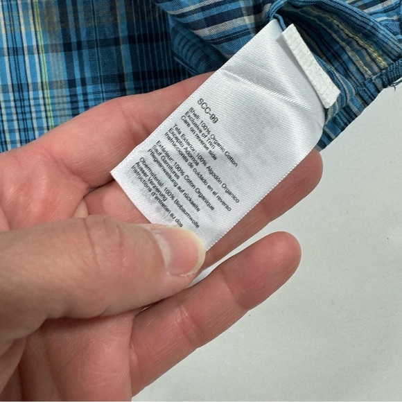 Marmot Mens Button Front Shirt Blue Plaid Short Sleeve - Picture 4 of 7